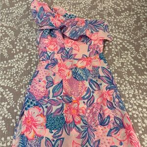 Lilly Pulitzer One-Shoulder Tropical Floral romper — Pink & purple